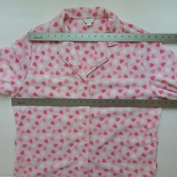 💰3/$25 Charter Club Women's Pajama Top Fleece Pink Heart Pastel Valentine XL - Picture 9 of 10